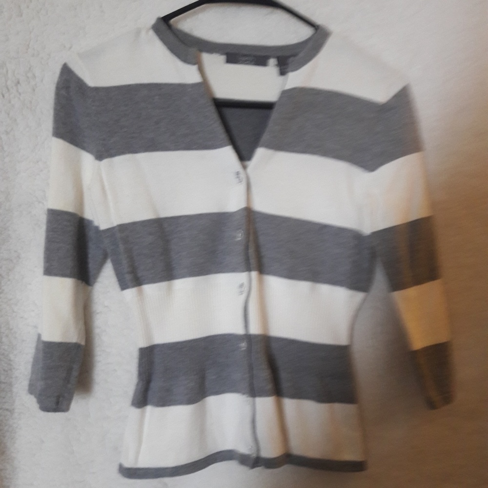Grey and white button-down